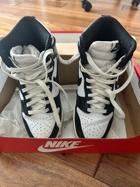 Nike Black and White High-Top Sneakers with Cream Laces